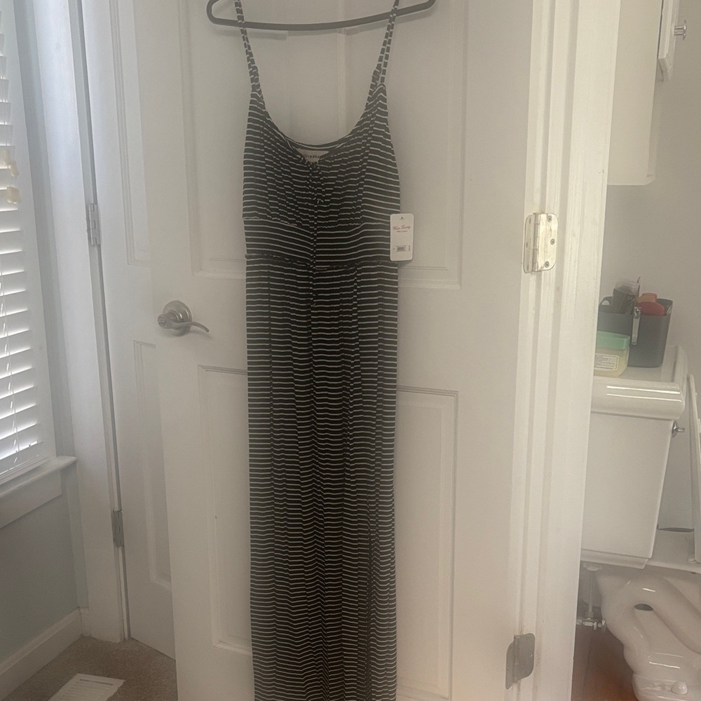 Lucky Brand Black and White Striped Maxi Dress